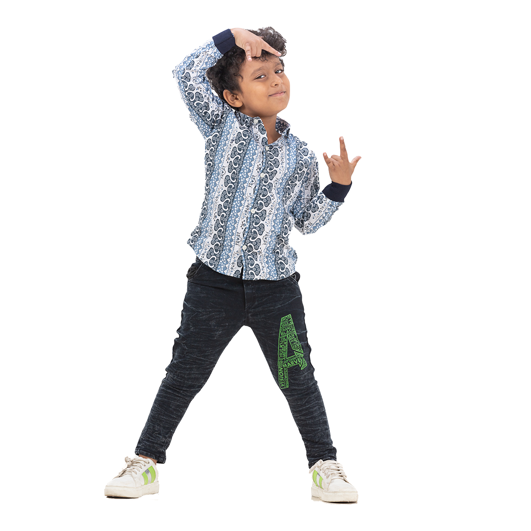 Kids Full Sleeve Shirt with Rib Pure Cotton Abstract_3